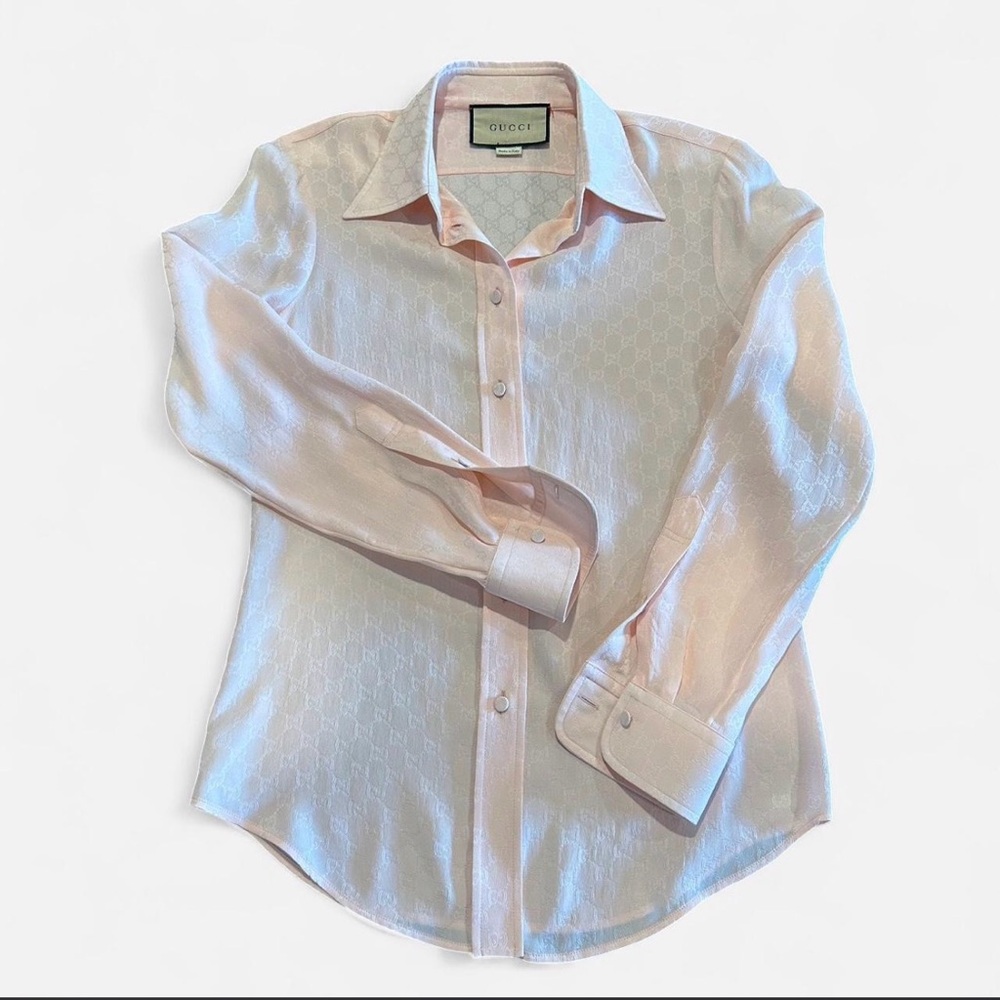 Gucci Women’s Light Pink Jacquard Dress Shirt
